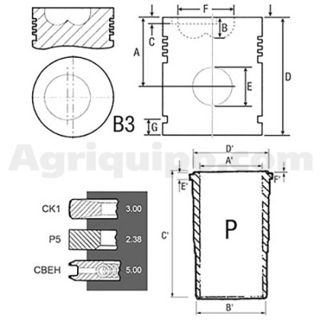 Juego de camisas para pistón | John Deere 2